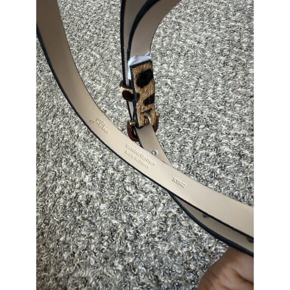 J.Crew Leopard Calf Hair Leather Belt Skinny Size XS Gold Buckle Preppy Glam New - Picture 6 of 7